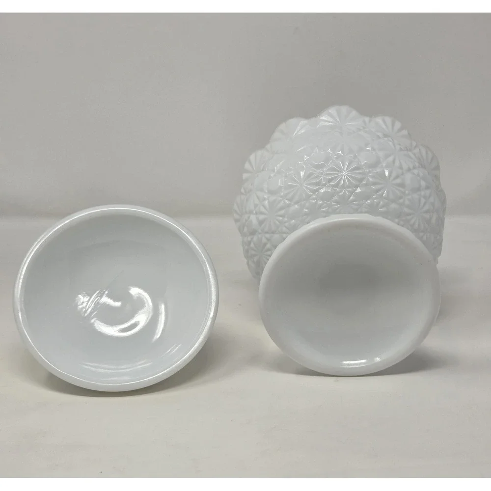 Vtg Fenton Milk Glass-Daisy & Button Pattern Lidded Candy Dish Ice Bucket